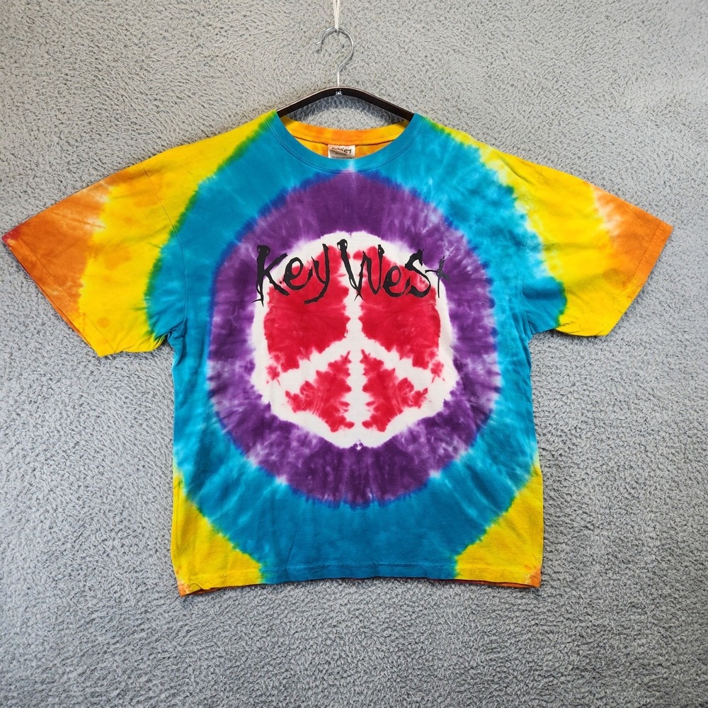 Exist Tie Dye T-Shirt Womens Large Peace‎ Sign Key West Casual Colorful Boho